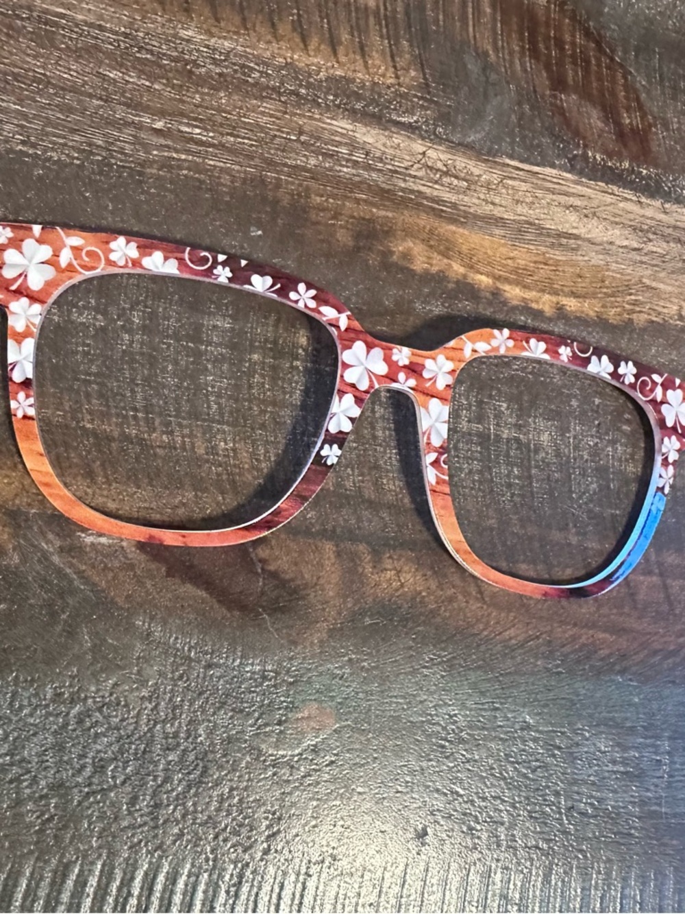 Pair Eyewear The Paper Cut Clovers Murphy Magnetic Wood Grain Floral Topper